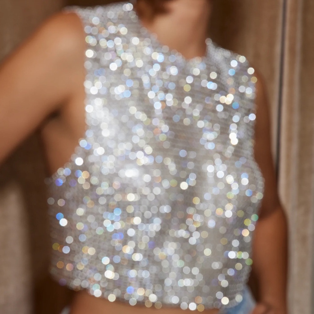 She's a Gem Silver Rhinestone Tank